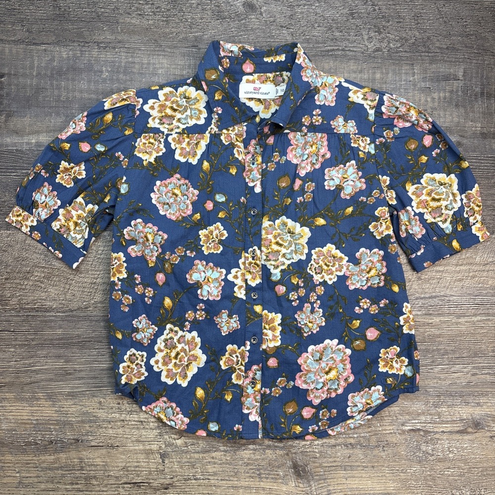 Vineyard Vines Girls Size 10‎ Floral Twill Pleated Shirt NEW